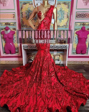 Red Sequin Mermaid Gown