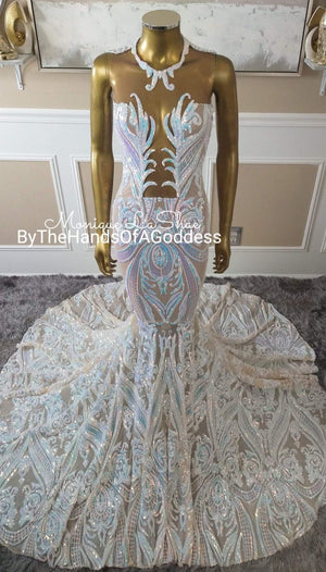 Iridescent/Nude Sequin Mermaid Gown